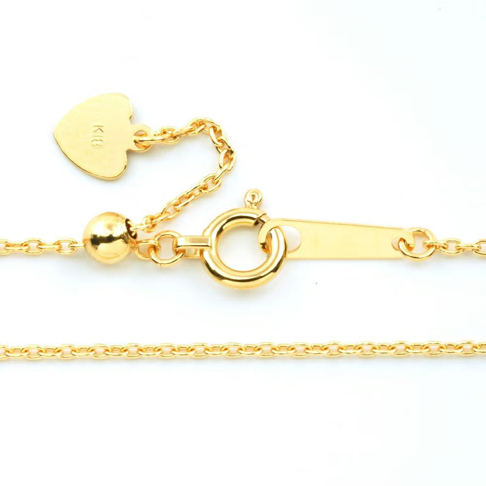 K18 Gold Round Cable Chain Necklace (Maru Azuki)