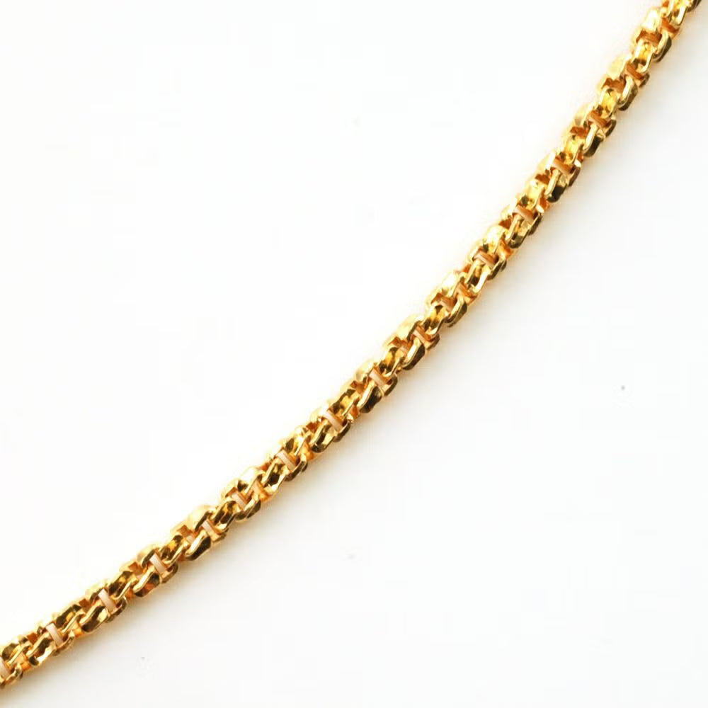 K18 Gold Three-Five Necklace (Twisted V-Cut Box Chain)