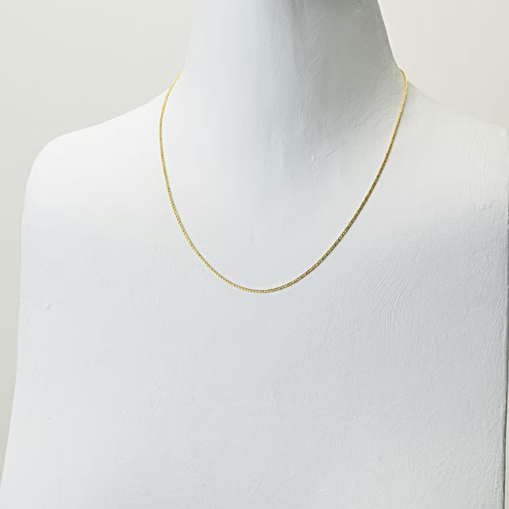K18 Gold Three-Five Necklace (Twisted V-Cut Box Chain)