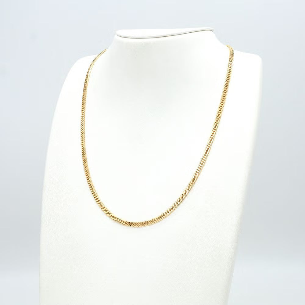 K18 Gold 6-Cut Double Curb Chain Necklace (Japan Mint Certified)