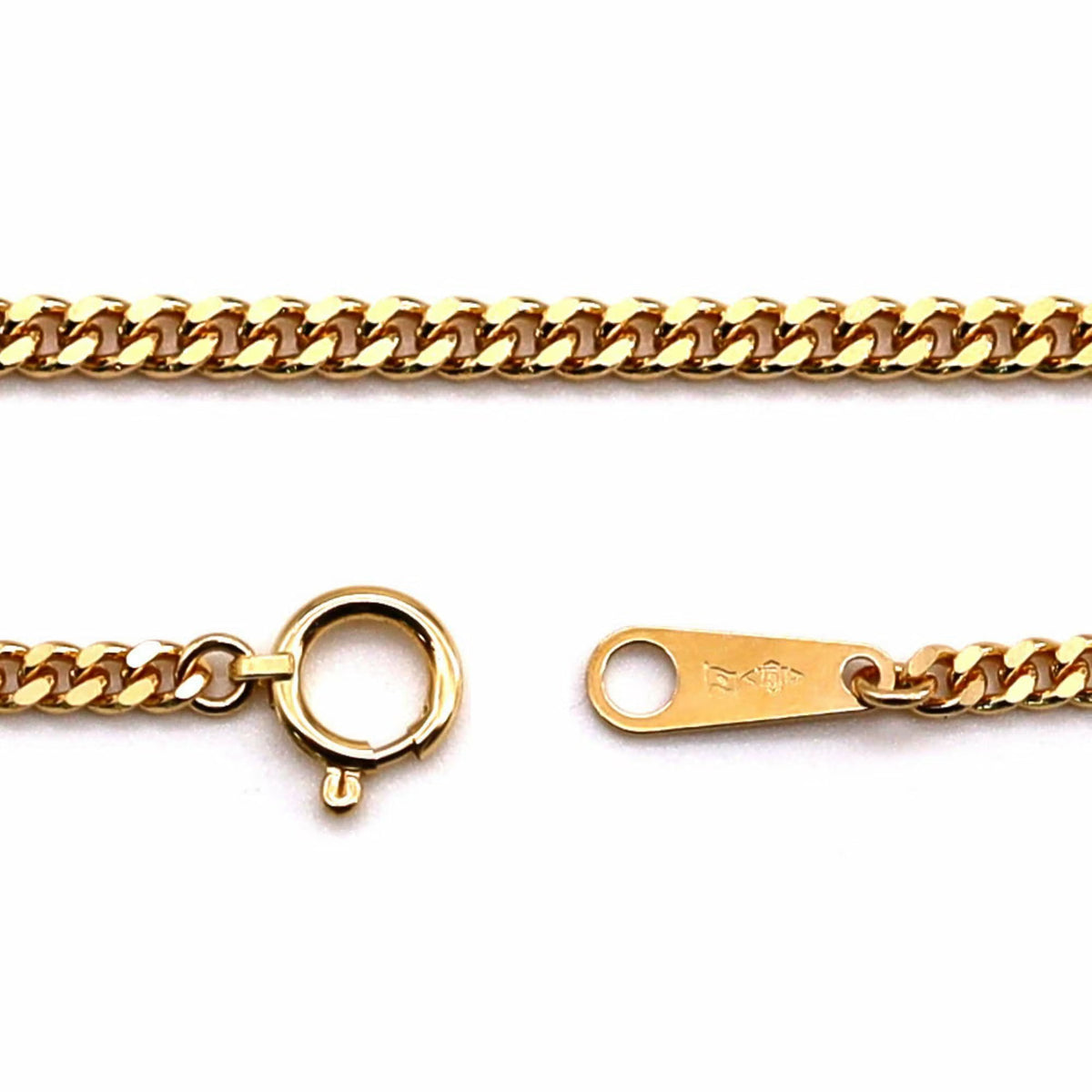 K18 Gold 2-Cut Curb Chain Necklace (Japan Mint Certified)