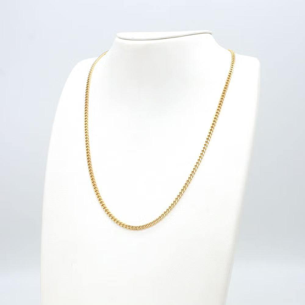 K18 Gold 2-Cut Curb Chain Necklace (Japan Mint Certified)