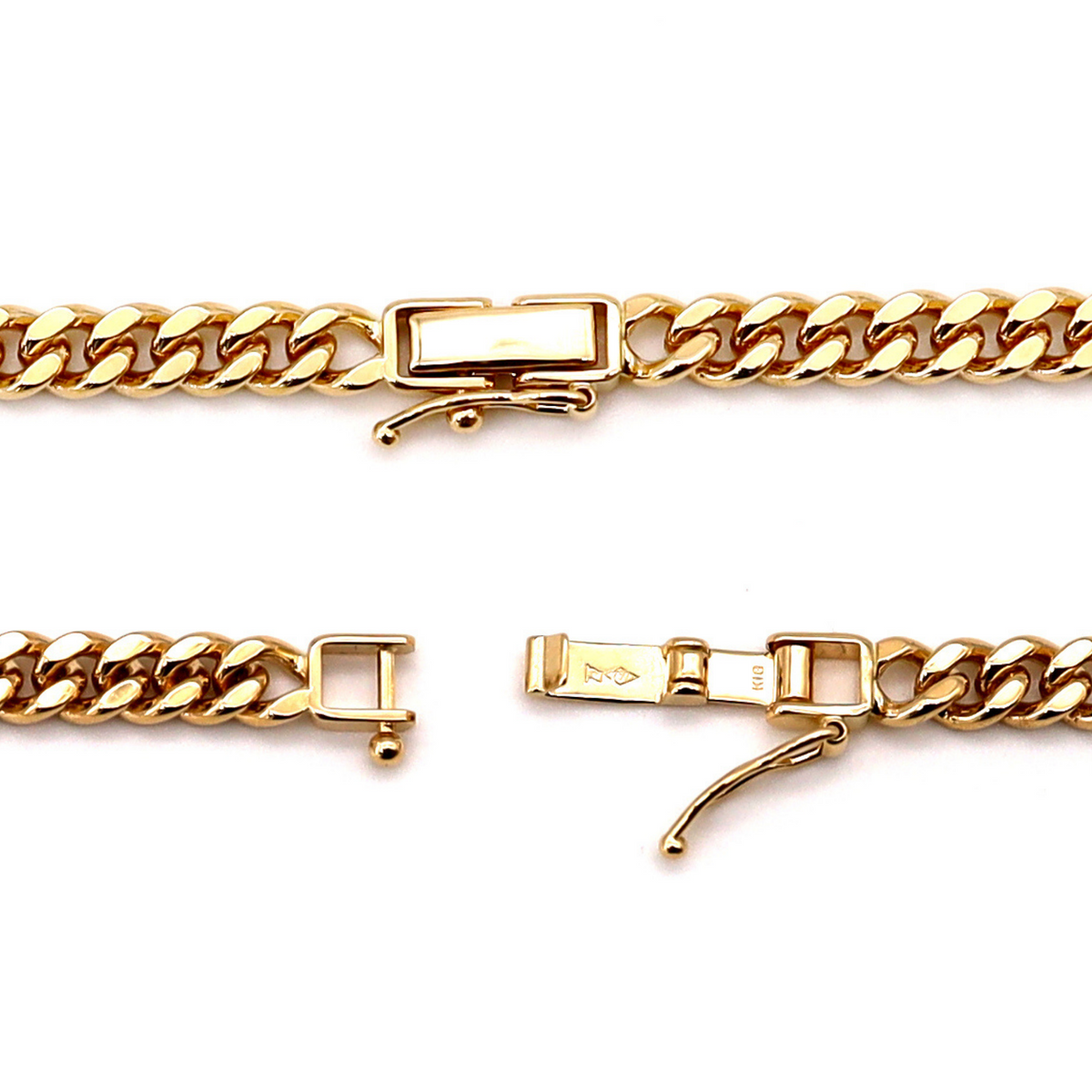 K18 Gold 2-Cut Curb Chain Necklace (Japan Mint Certified)