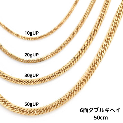 K18 Gold 6-Cut Double Curb Chain Necklace (Japan Mint Certified)