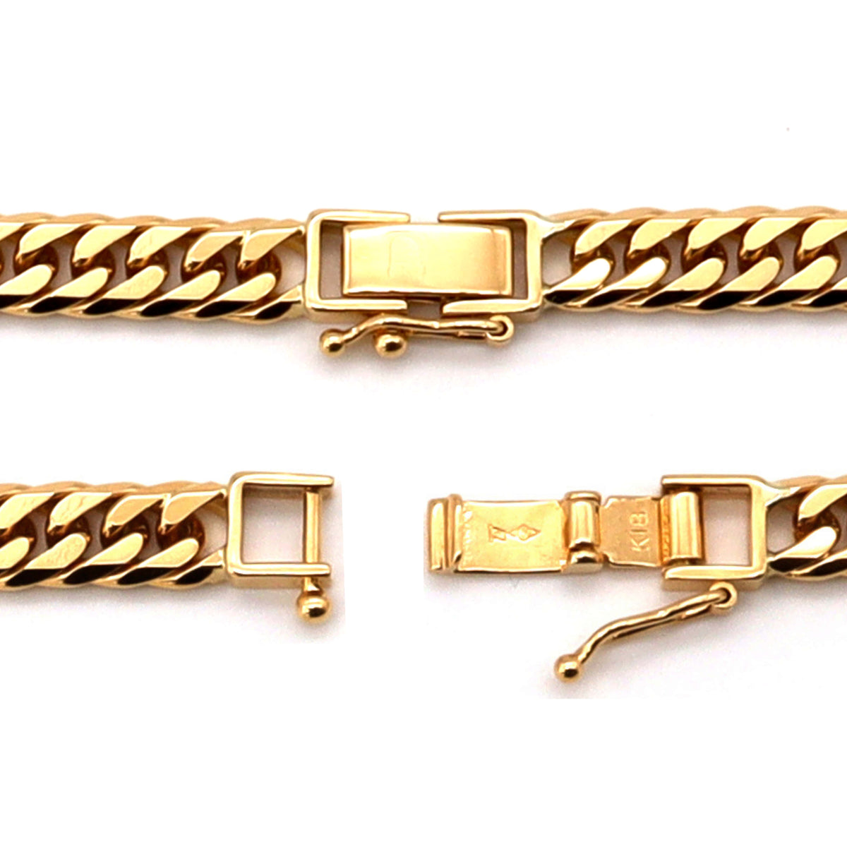 K18 Gold 6-Cut Double Curb Chain Necklace (Japan Mint Certified)